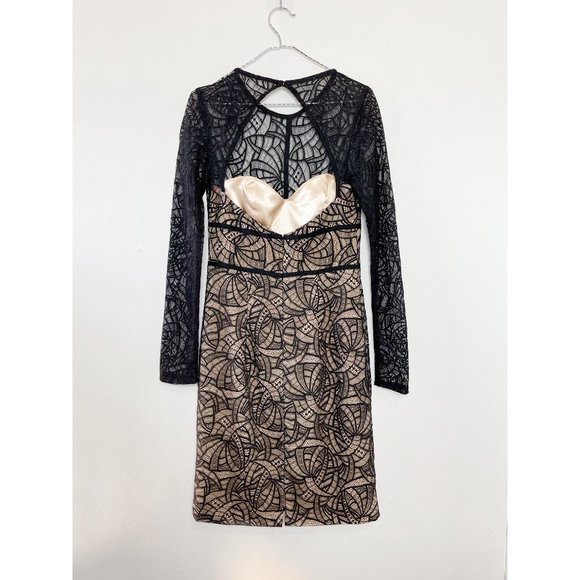 ML MONIQUE LHUILLIER Black Overtones Sheath Dress - Size 4 - Picture 7 of 14